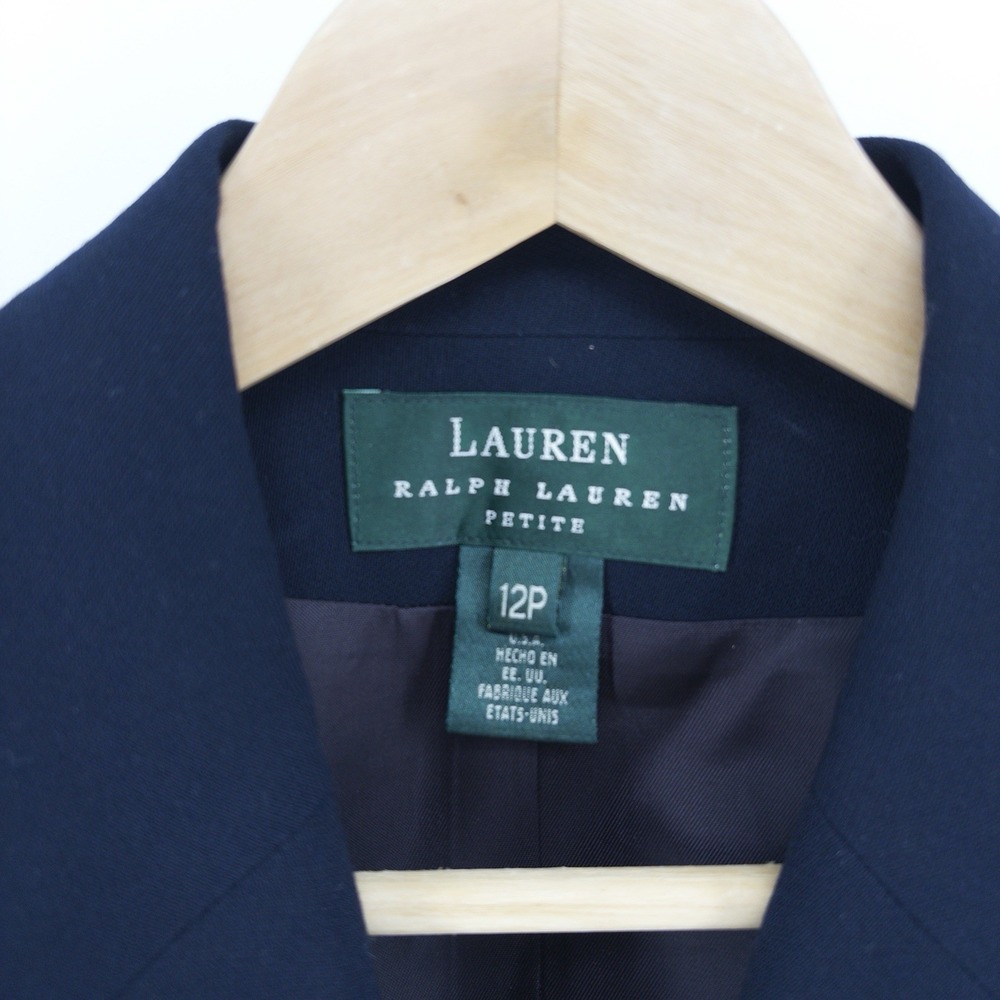 VTG Ralph Lauren Navy Blazer Royal Crest Gold Button Double Breasted Wool * 12P - Picture 10 of 12